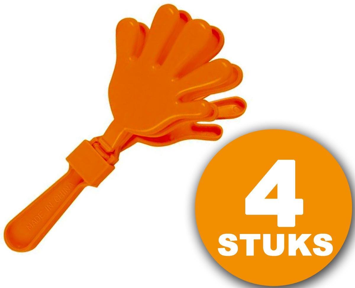 Oranje Feestartikel | 4 stuks Oranje Handjesklapper | Nederlands Elftal EK Voetbal